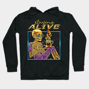 Staying Alive Nerdy Skeleton Hoodie